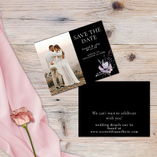 Save The Date Élégant floral foncé noir Bourgogne Enregistrer la