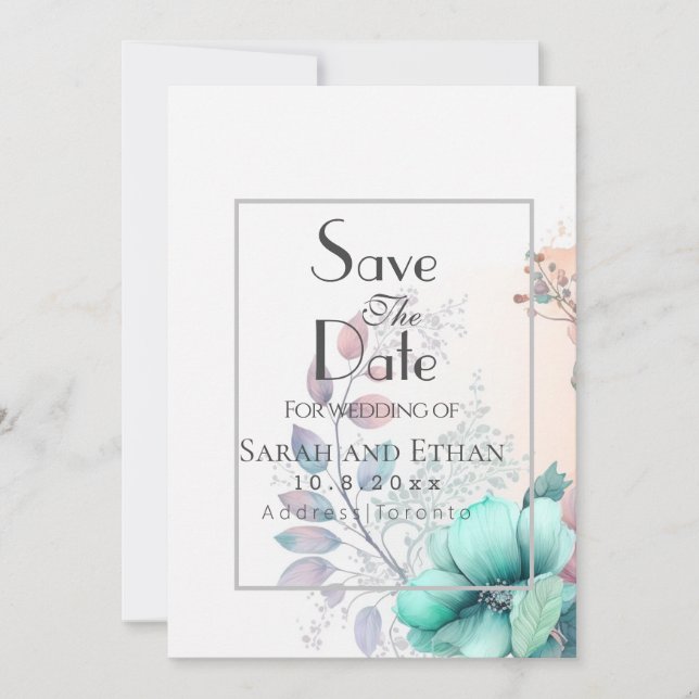 Save The Date Élégant floral moderne (Devant)