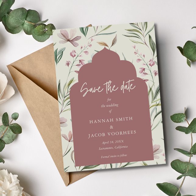 Save The Date Elégant floral photo Printemps mariage Enregistrer (Elegant Floral Photo Spring Wedding Save the Date)