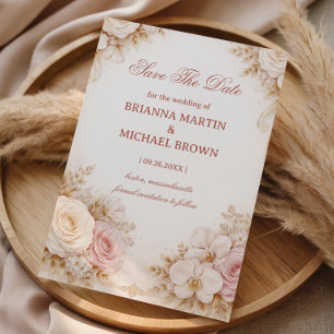 Save The Date Élégant Floral Rose Clair