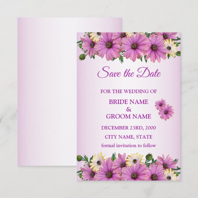 Save The Date Élégant floral rustique rose jaune (Devant / Derrière)