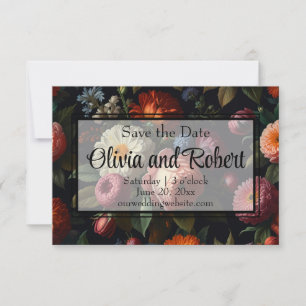 Save The Date Elégant floral vintage de couleur sombre