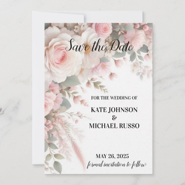 Save The Date Elegant Floral Wedding (Devant)
