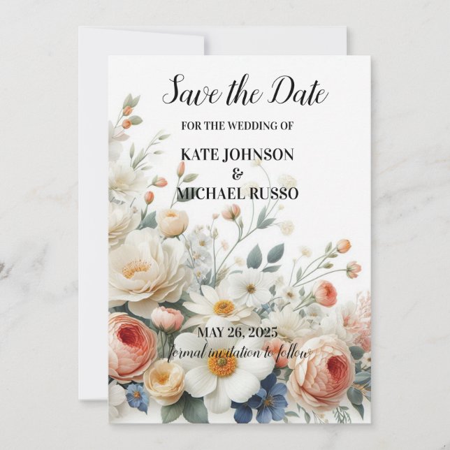 Save The Date Elegant Floral Wedding (Devant)
