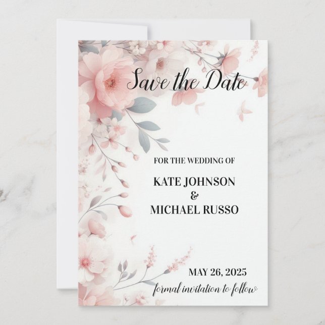 Save The Date Elegant Floral Wedding (Devant)