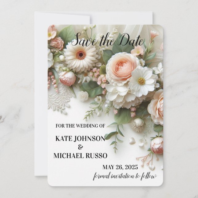Save The Date Elegant Floral Wedding (Devant)