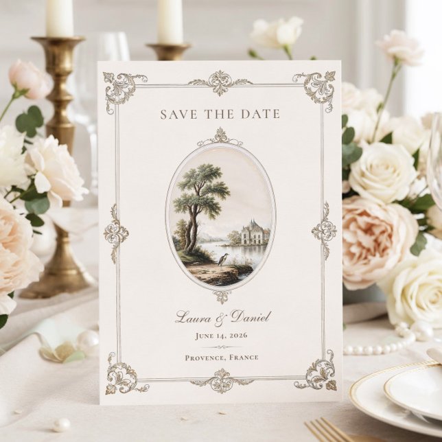 Save The Date Elegant French Vintage Chateau Wedding  (Créateur téléchargé)