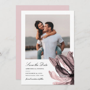 Save The Date Élégant fumé Floral Dusty Rose Mariage photo