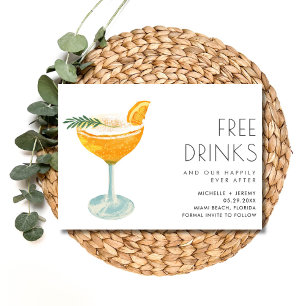 Save The Date Elegant Funny Boissons Libres Mariage Photo