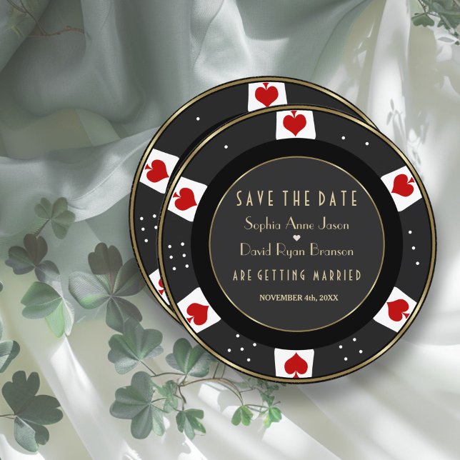 Save The Date Elegant Gold Casino Vegas Poker Chip Mariage (Créateur téléchargé)