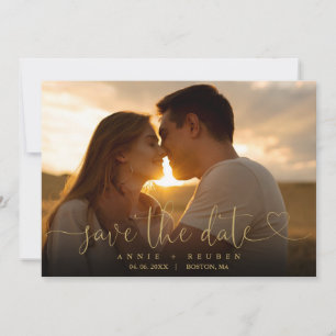 Save The Date Elegant Gold Heart Script Photo Mariage QR Code