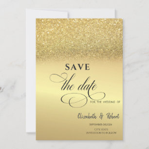 Save The Date Elegant Gold Parties scintillant Bokeh Wedding Enr