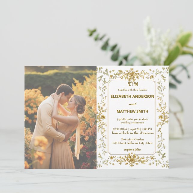 Save The Date Elegant Gold Rustic Country Overlay mariage photo (Debout devant)