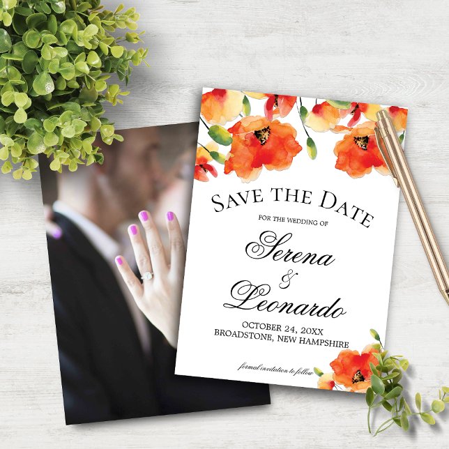 Save The Date Elégant Golden Poppy Mariage d'été Enregistrer la  (Elegant Golden Poppy Summer Wedding Save the Date)