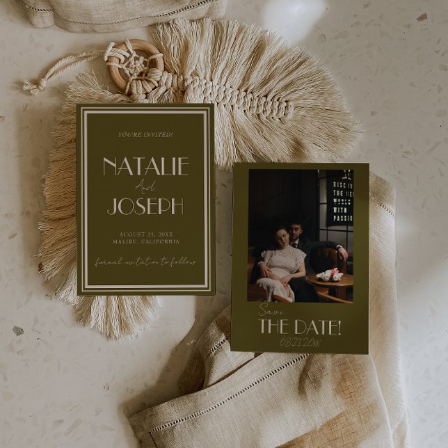 Save The Date Elegant Grassland Ivory Old Money Photo Wedding (Créateur téléchargé)