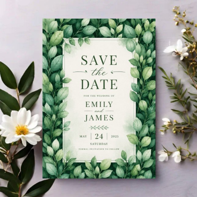Save The Date Elegant Greenery Eucalyptus Botanical  (Créateur téléchargé)