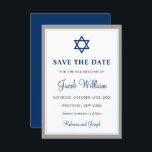 Save The Date Elégant gris et bleu marine Barre Mitzvah 3,5 po x<br><div class="desc">Elegant Grey and Navy Blue Bar Mitzvah 3, 5" x 5" Enregistrer la date</div>
