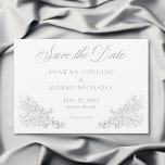 Save The Date Élégant gris mariage chinoiserie nature et oiseaux<br><div class="desc">Élevez votre célébration de mariage avec notre élégante carte "save the date" de mariage dans le style chinoiserie, un parfait mélange d'élégance intemporelle et de charme rustique. Doté d'un délicat design inspiré de la nature, ce modèle présente un feuillage grimpant complexe, des branches gracieuses et des motifs d'oiseaux charmants dans...</div>