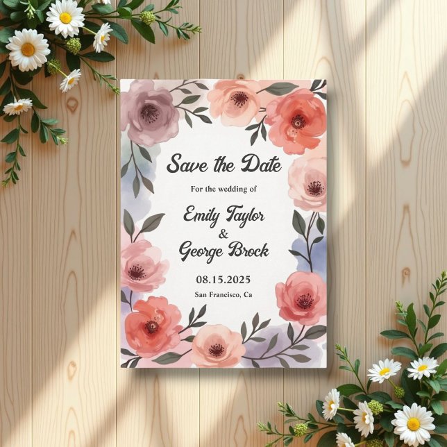 Save The Date Elégant Jardin Botanique Aquarelle Floral Mariage (Créateur téléchargé)