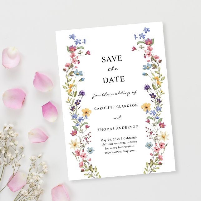 Save The Date Elégant Jardin Fleur sauvage Whimsical Mariage (Créateur téléchargé)