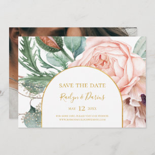 Save The Date Elégant Jardin Floral Blush   Enregistrement horiz