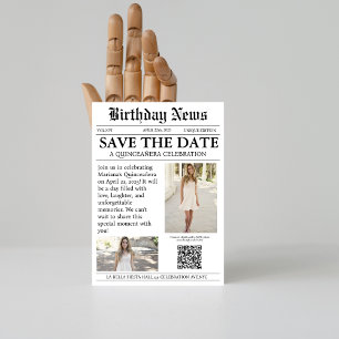 Save The Date Elégant journal moderne Quinceañera qr code