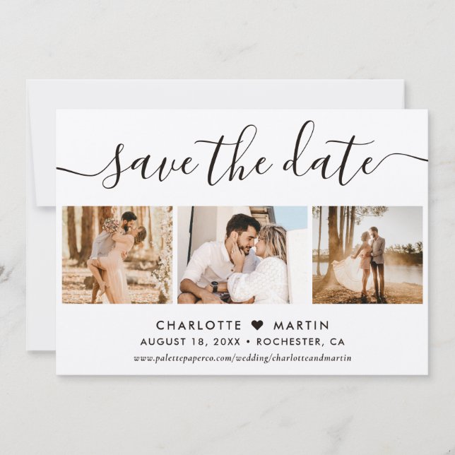 Save The Date Elégant Kraft Mariage papier 4 photo (Devant)