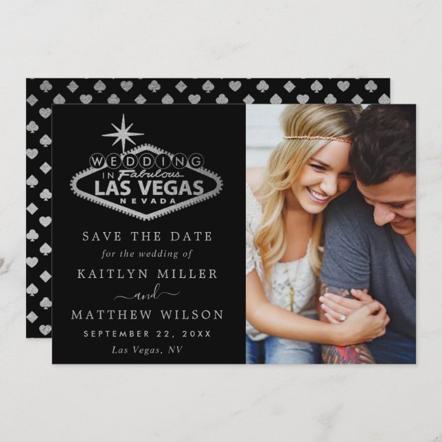 Save The Date Elégant Las Vegas Destination Mariage Photo (Devant / Derrière)