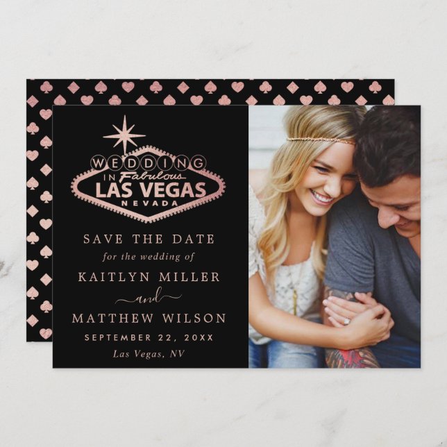 Save The Date Elégant Las Vegas Destination Mariage Photo (Devant / Derrière)