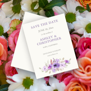 Save The Date Élégant Lavender Aquarelle Floral Bouquet Mariage