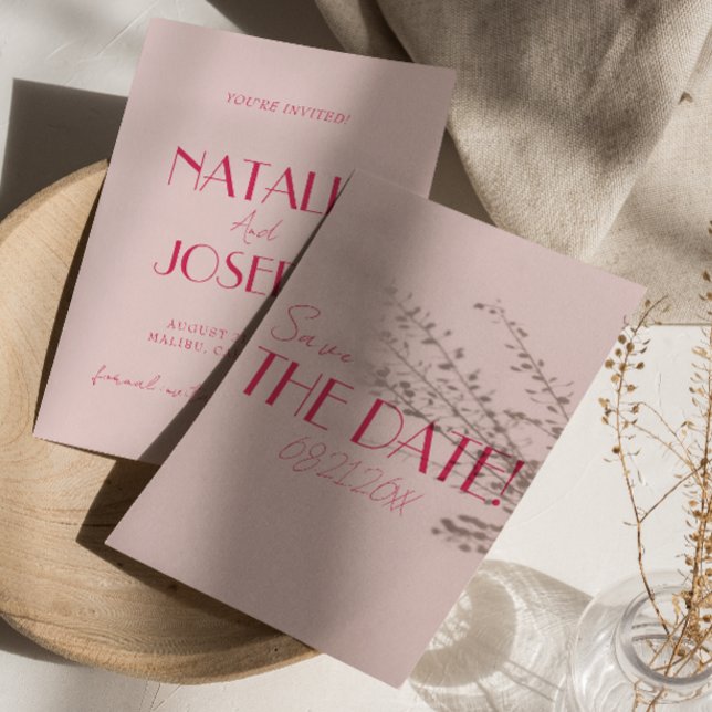 Save The Date Elegant Light Deep Pink Minimalist Wedding (Créateur téléchargé)