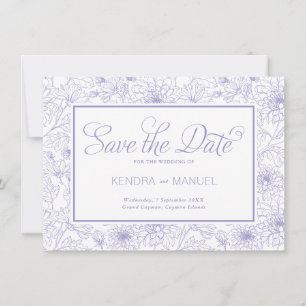 Save The Date Élégant Lilac violet Mariage de Toile Florale
