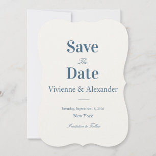 Save The Date Élégant Luxe Bleu Minimaliste Intemporel Moderne