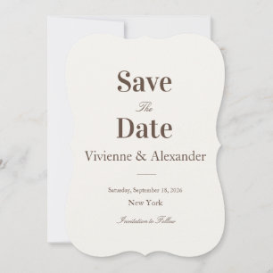 Save The Date Élégant Luxueux Brun Minimaliste Intemporel Espres