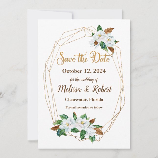 Save The Date Elegant Magnolia Enregistrer la date (Devant)