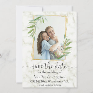 Save The Date Elégant Marble Gold photo mariage Enregistrer la d