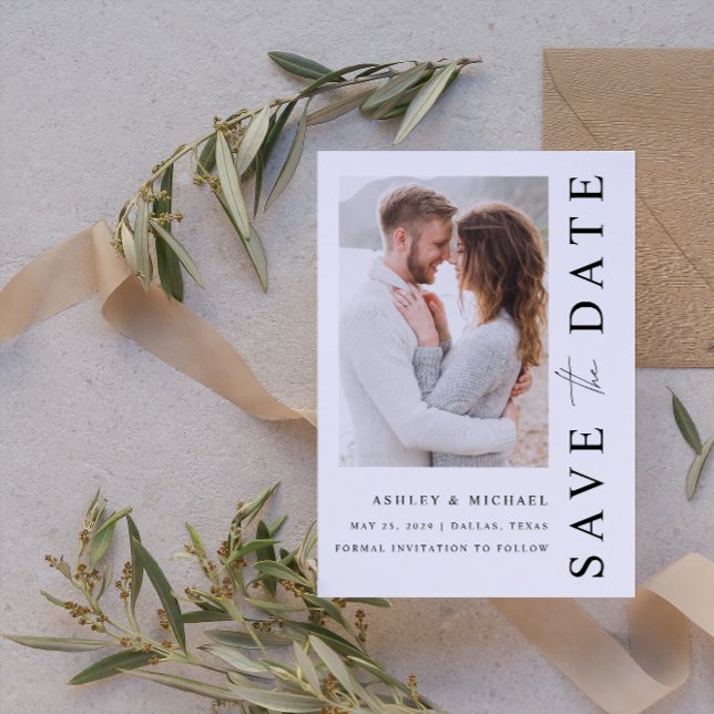 Save The Date Élégant Mariage 4 photos moderne (Save Your Date in Style! Elegant & Personalizable Wedding Card. 💍💌 [Add Details])