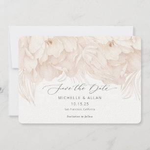 Save The Date Elégant mariage à fleurs de pivoine beige neutre