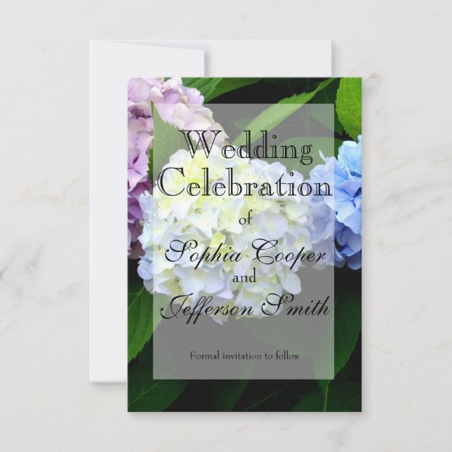 Save The Date Élégant mariage à fleurs d'hydrangée (Devant)