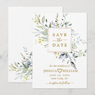 Save The Date Élégant mariage à la gouache de feuillage d'eucaly