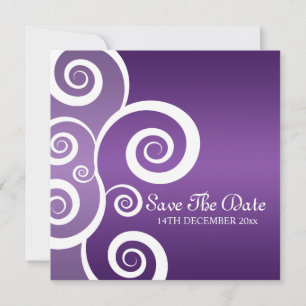 Save The Date Elégant Mariage Blanc Frottes Violet