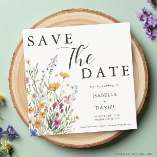 Save The Date Élégant Mariage Bohème Fleur Sauvage Enregistrez L