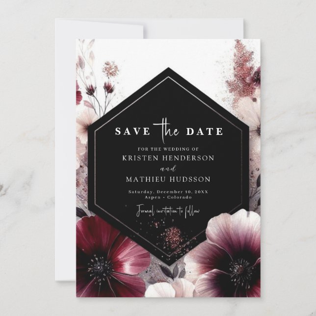 Save The Date Élégant Mariage Bourgogne (Devant)