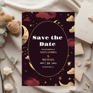 Save The Date Élégant Mariage céleste d'or de Bourgogne