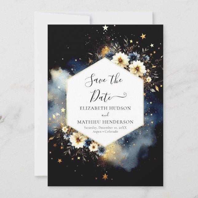 Save The Date Élégant Mariage céleste photo (Devant)