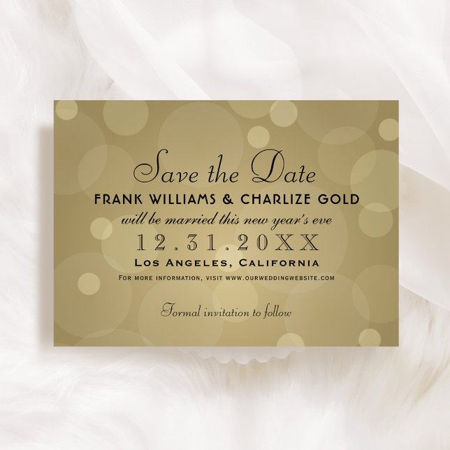 Save The Date Élégant mariage Champagne or et noir (Créateur téléchargé)