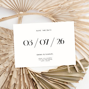 Save The Date Élégant Mariage chic blanc non photo Enregistrer l