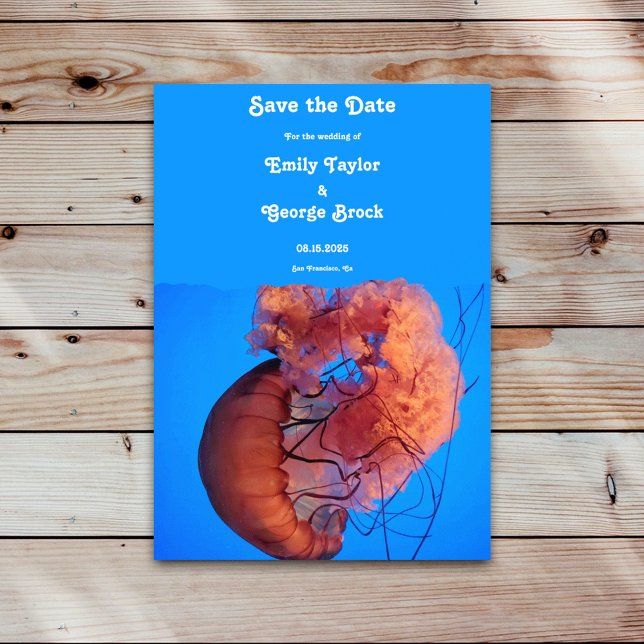 Save The Date Élégant Mariage côtier marin de méduse marine (Créateur téléchargé)