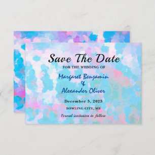 Save The Date Elégant Mariage couleur  bleu rose