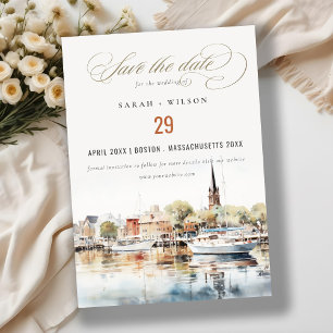 Save The Date Elégant Mariage d'aquarelle Annapolis Maryland